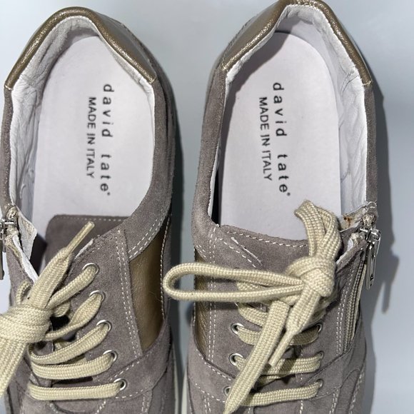 The David Tate Women Sneakers Beige Genuine Leather NWT - Picture 10 of 13